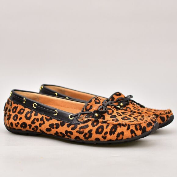 CLARKS DUNBAR DRIVER PONY HAIR SLIP-ON MOCCASIN LOAFERS LEOPARD PRINT WOMEN'S 8 - Picture 11 of 11